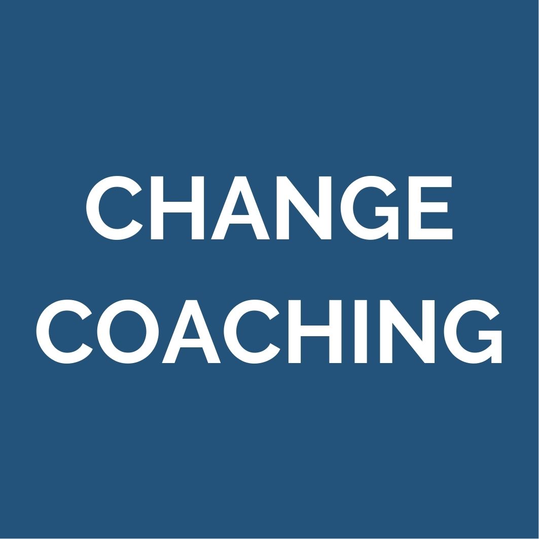 Blauer Kasten mit Text: Change Coaching
